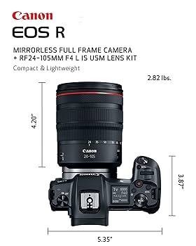Canon - EOS R + Rf 24-105 f4 L IS USM 含めたレンズセット Canon EOS R Mirrorless with RF 24-105mm F4L IS USM Kit lens
